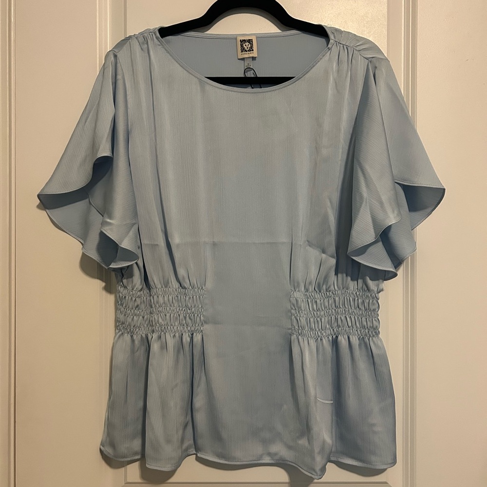 NWT Anne Klein Flutter Sleeve Blouse